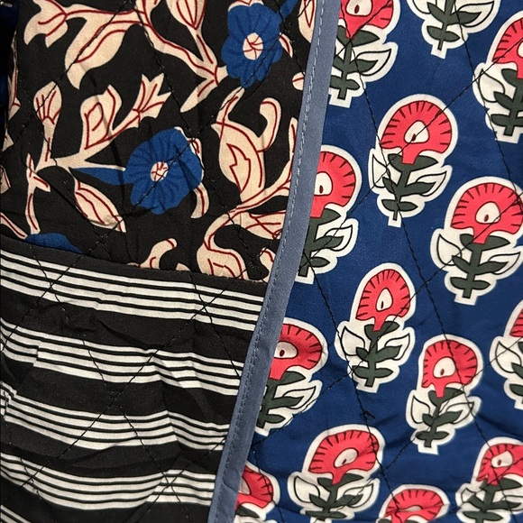 Patchwork Printed Blue Reversible Quilted  Coat Puffer Jacket - Picture 4 of 8